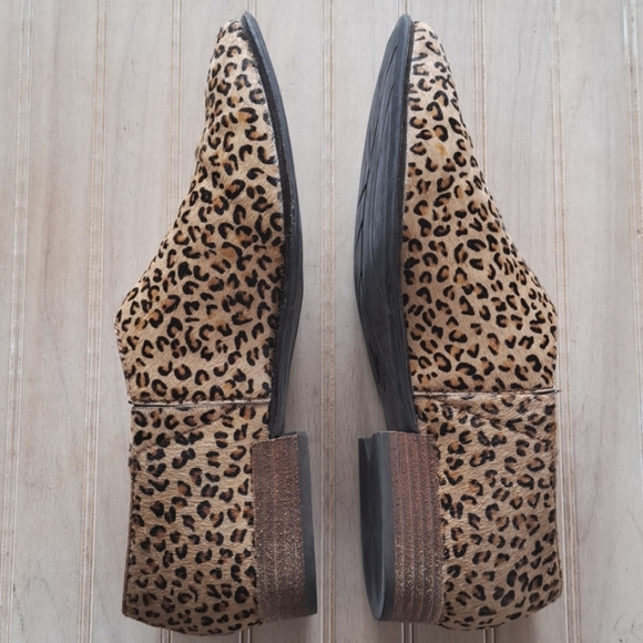 OTBT Coyote Animal Print Hair Hide Leather D’Orsay Slip On Boho Loafers Booties - Picture 11 of 11